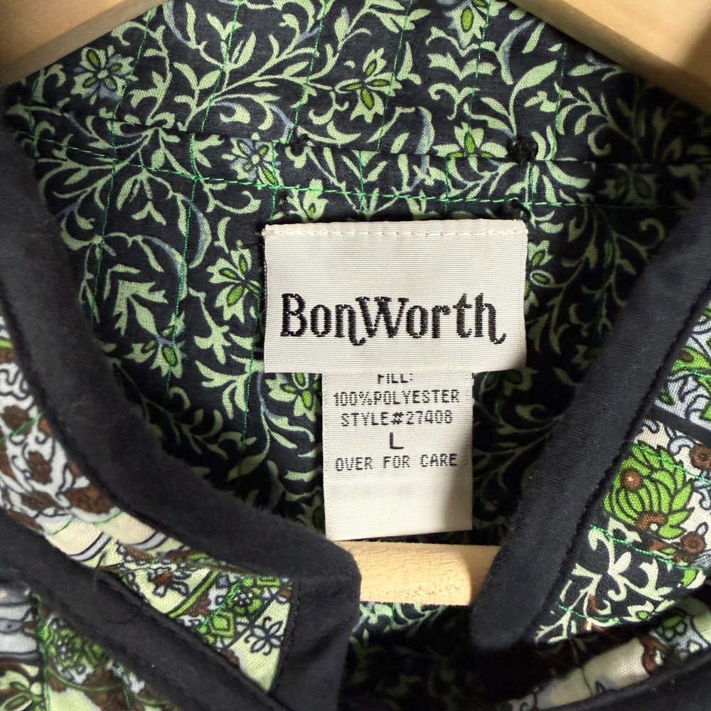 BonWorth Sz Large Jacket Paisley Patchwork Quilted Cottagecore Light Reversible - Picture 5 of 7